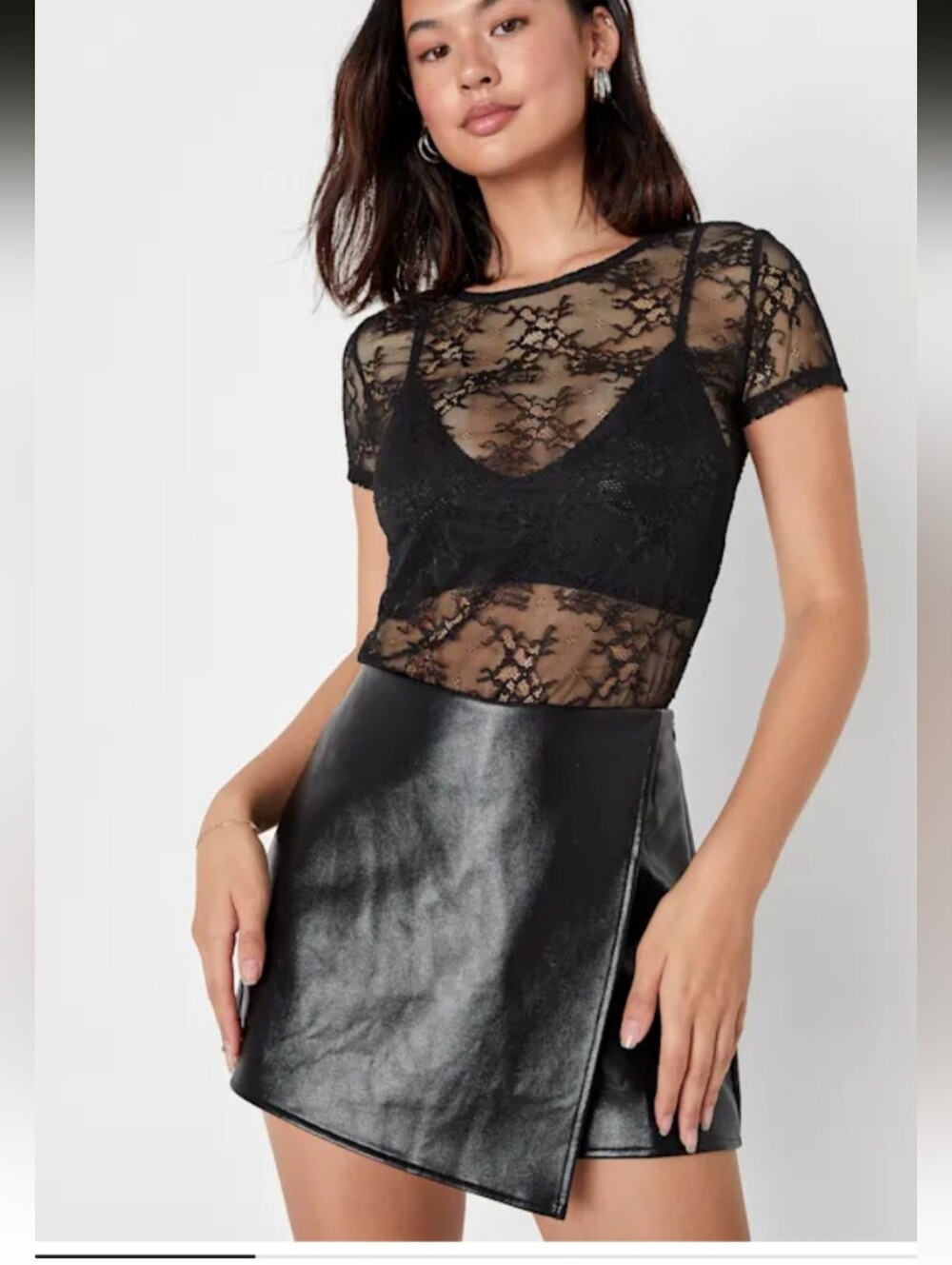 Lulu's Unforgettable Muse Black Vegan Leather Skort Size XL NWT!